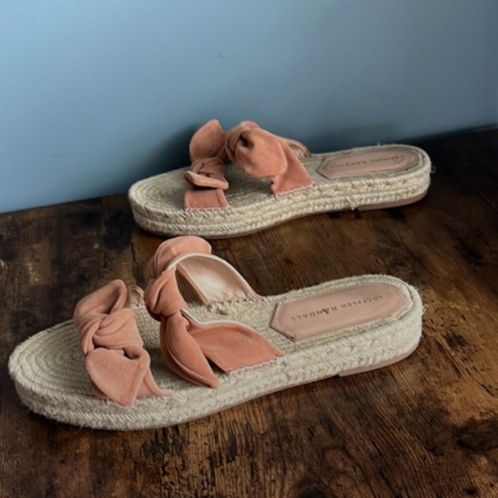 Loeffler Randall Suede Bow Accents Espadrille Sandals Women's Size 11